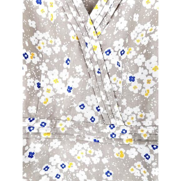 LL BEAN Women's Sleeveless V Neck Dress Linen Beige Floral Sz 6 Casual Beach - Picture 12 of 15